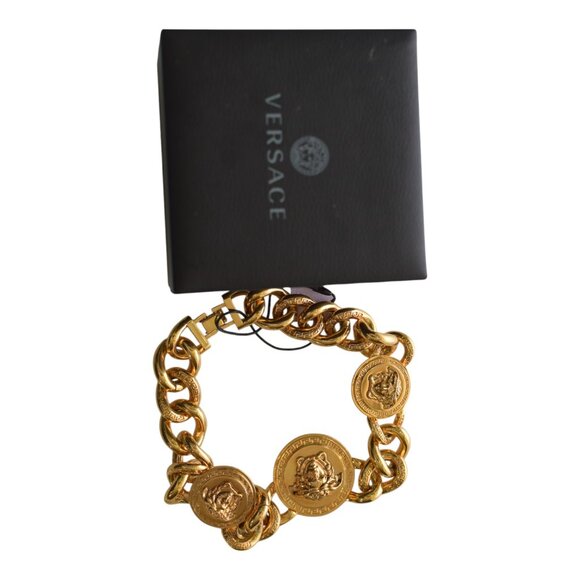 Versace Medusa gold chunky chain-link necklace 3 medallions retails at € 1.590/ - Picture 4 of 12